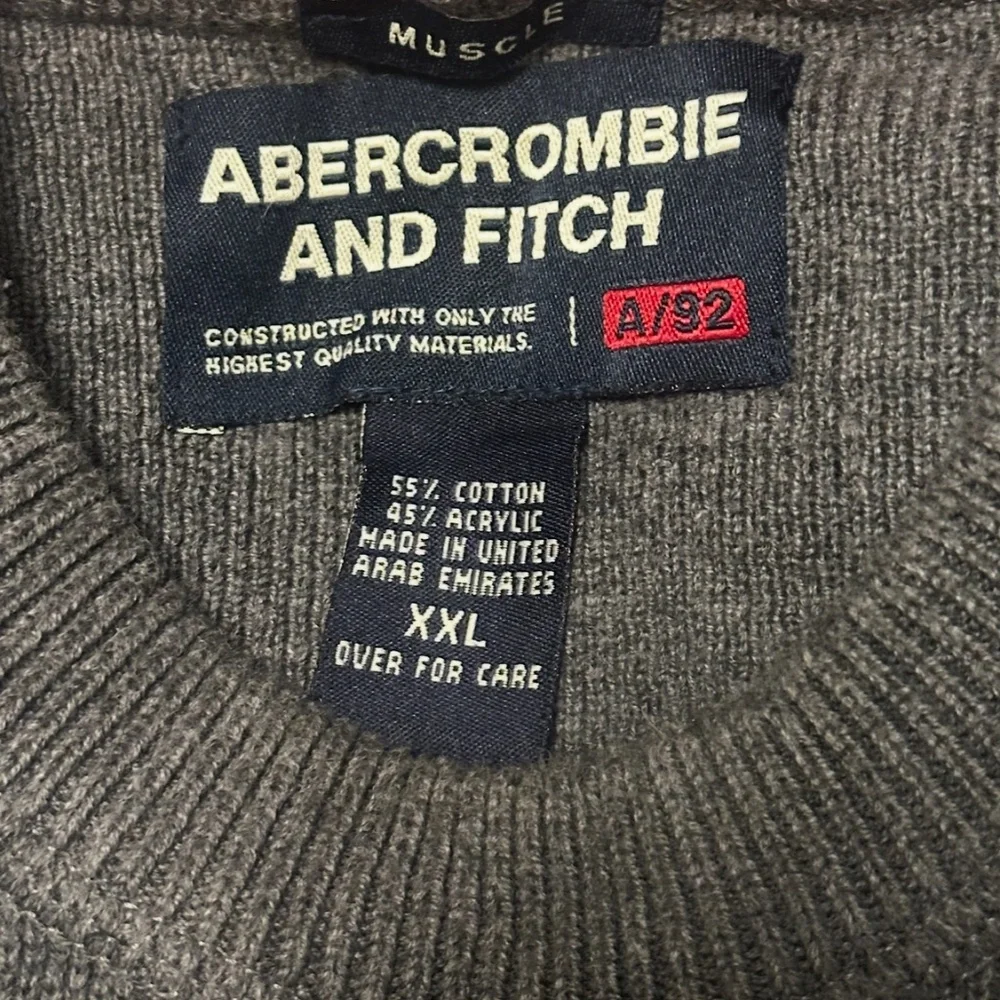 Vintage Y2K Abercrombie & Fitch A/92 Men’s XXL Gray Ribbed Sweater